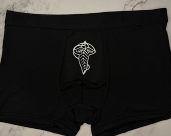 Give It to Us Raw and Wriggling Fantasy Themed Trunks | Silver Elven Leaf Middle.Earth Magical Lingerie for Bold Adventurers
