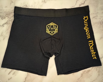 Dungeon Master Fantasy Boxer Underwear | D20 Dragon Inspired Boxers | D&D Themed Gift for Him | Tabletop Gamer Boyfriend Gift