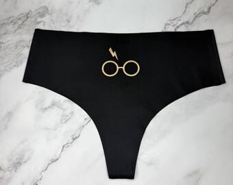 Swish and Flick Fantasy Thong Underwear | Harry Potter Inspired Lingerie | Wizarding World Gift for Her | Magical Book Lover Gift