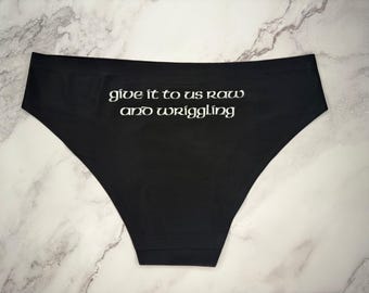 Give It to Us Raw & Wriggling Cheeky Brief Underwear | Fellowship Inspired Fantasy Lingerie | Silver Elven Leaf | Middle Earth Gift for Her