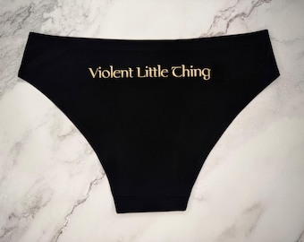 Violent Little Thing Gold Cheeky Brief Underwear | Fourth Wing Inspired Fantasy Lingerie | Dragon Rider Gift for Her | Book Lover Gift