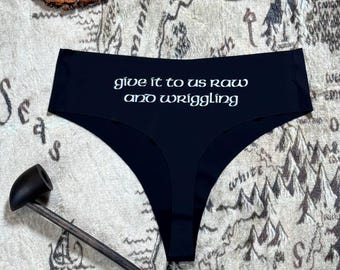 Give It to Us Raw and Wriggling Fantasy Thong Silver Elven Leaf Middle.Earth Magical Lingerie for Bold Adventurers