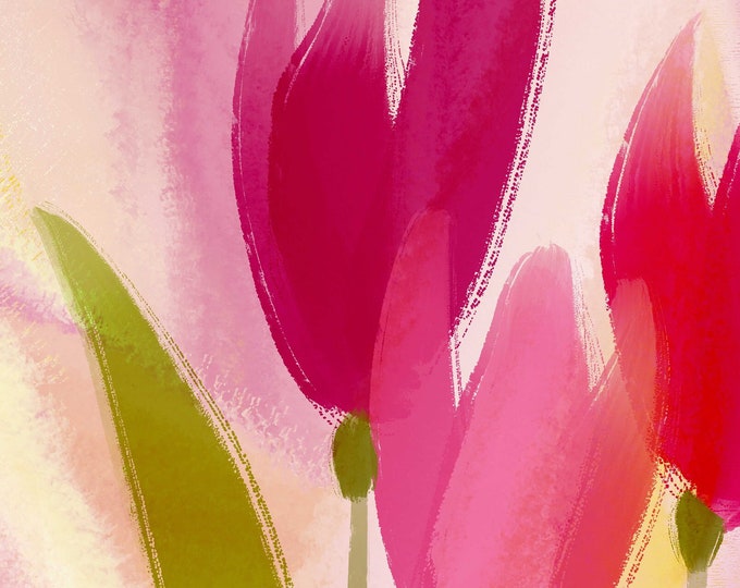 Featured listing image: Acrylic Painting "Red Tulips". Self-painted digital art, fine art print. Oil, painting, poster, living room, bedroom, hallway