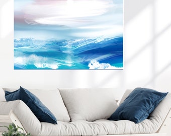 Acrylic Painting "Sea of Clouds". Blue, hand-painted digital art, acrylic, oil, art print 300 dpi, poster, painting, living room, bedroom, hallway
