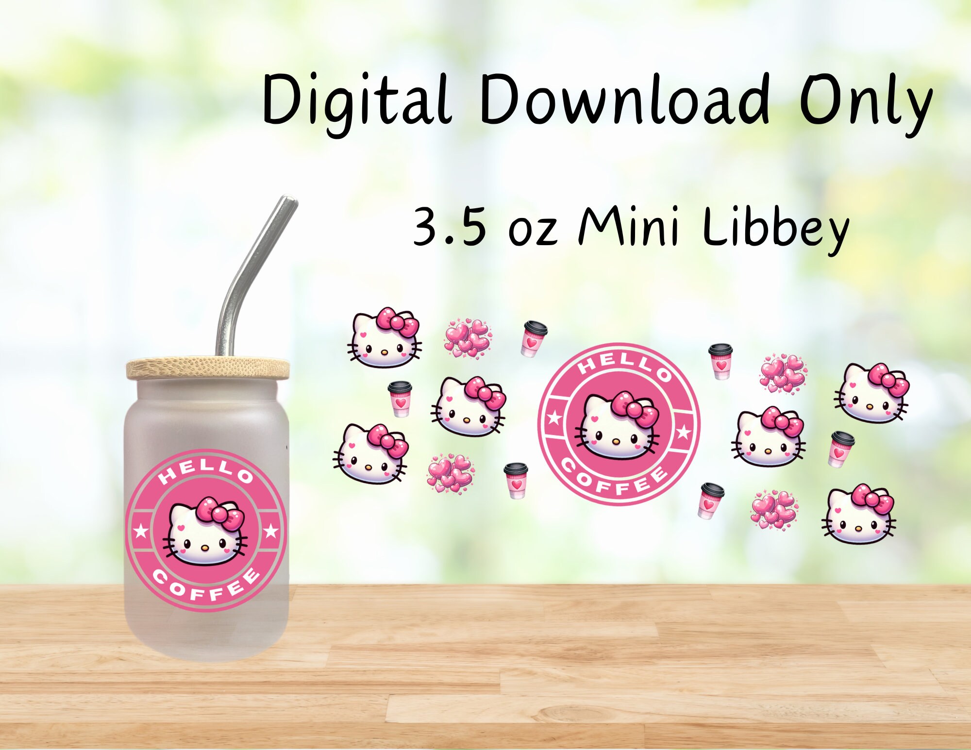 3.5oz Hello Coffee Kitty Mini Libbey Wrap PNG, DIGITAL DOWNLOAD - Etsy