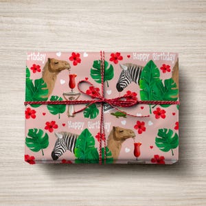 Carta da regalo per compleanno Party Animals – Simpatiche zebre e cammelli che bevono cocktail – Carta da regalo divertente e unica per gli amanti dei cocktail