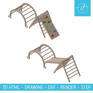 Set di arrampicata Montessori / Triangolo · Arco · Rampa scorrevole / File tagliati CNC e laser - Piano dei passaggi PDF DXF