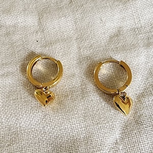 Gold Filled Heart Hoop Earrings: Minimalist Dainty Hoops