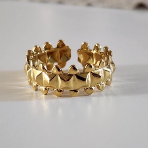 Boho Spiked Ring, Dainty Gold Spike Ring, Stackable Gothic Spike Ring, Gift for Her, Engagement Gift, Wedding Gift
