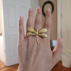 Boho Dragonfly Ring, Dainty Gold Dragonfly Ring, Dragonfly Insect Lovers Ring, Gift for Her, Engagement Gift, Wedding Gift