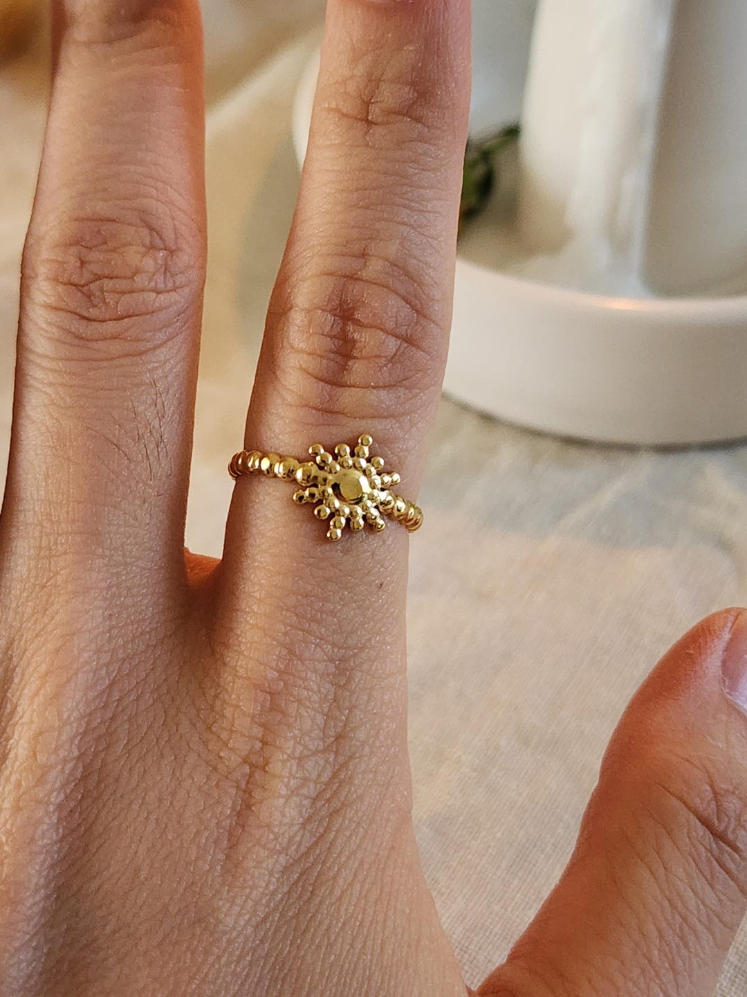 Boho Gold Filled Sun Ring: Adjustable Sunrise Stacking Ring - Etsy