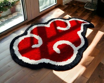 Tapis Akatsuki fait main exclusif - Décoration d'intérieur parfaite inspirée du manga | Cadeau unique pour fan d'anime | Art de sol durable et élégant !