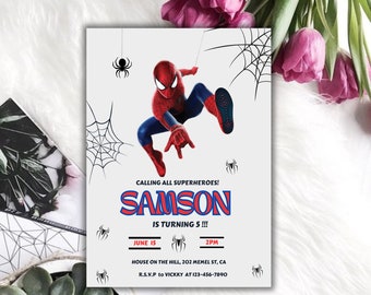 Editable Spidey Invitation, Personalized Digital Template, All Superhero Party invite, Printable Invite, Spidey Birthday Invite, Instant PDF