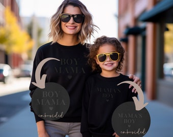 Embroidered Mama Mini Sweater Mother's Day Matching Mommy and Son Matching Embroidered Mama Sweater Mommy Me Outfits Mama Mini Sweatshirt