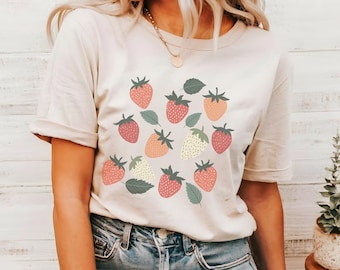Strawberry Shirt Aesthetic Clothes Strawberry Lover Garden Shirt Cute Strawberries Shirt Cottagecore Clothes Strawberry T Shirt
