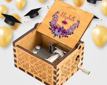 Personalisierte Abschluss-Spieluhr, Geschenk für Tochter, Master-Abschluss, individuelle Spieluhr, Geschenk für Sie, personalisierte Box, Spieluhr aus Holz