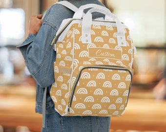 Personalized Diaper Bag Stylish Yellow Bag Mom Multi functional
