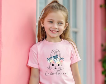 Personalized Toddler Tee Easter Bunny Rabbit Toddler Shirt Custom Name Easter Bunny Kids Apparel Bunny Top Little Kids