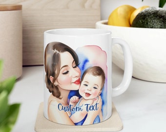 Custom Mother Child Mug Personalized Name Mother's Day Mug Birthday Gift for Mom Gift for Grandma Custom Mug Personalized Mug
