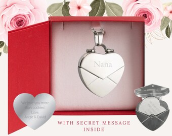 Engraved Secret Message Heart Envelope Locket Mother's Day Gift Family Necklace for Mom Message Necklace Custom Moms Necklace