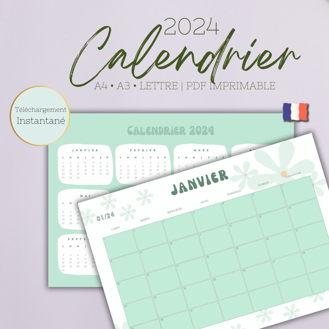 Monthly Calendar 2024, Printable Calendar, Landscape Calendar 2024