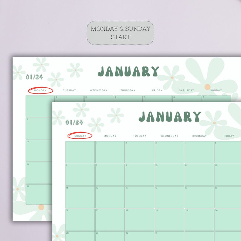 2024 Monthly Calendar, 2024 Printable Calendar, 2024 Landscape Calendar