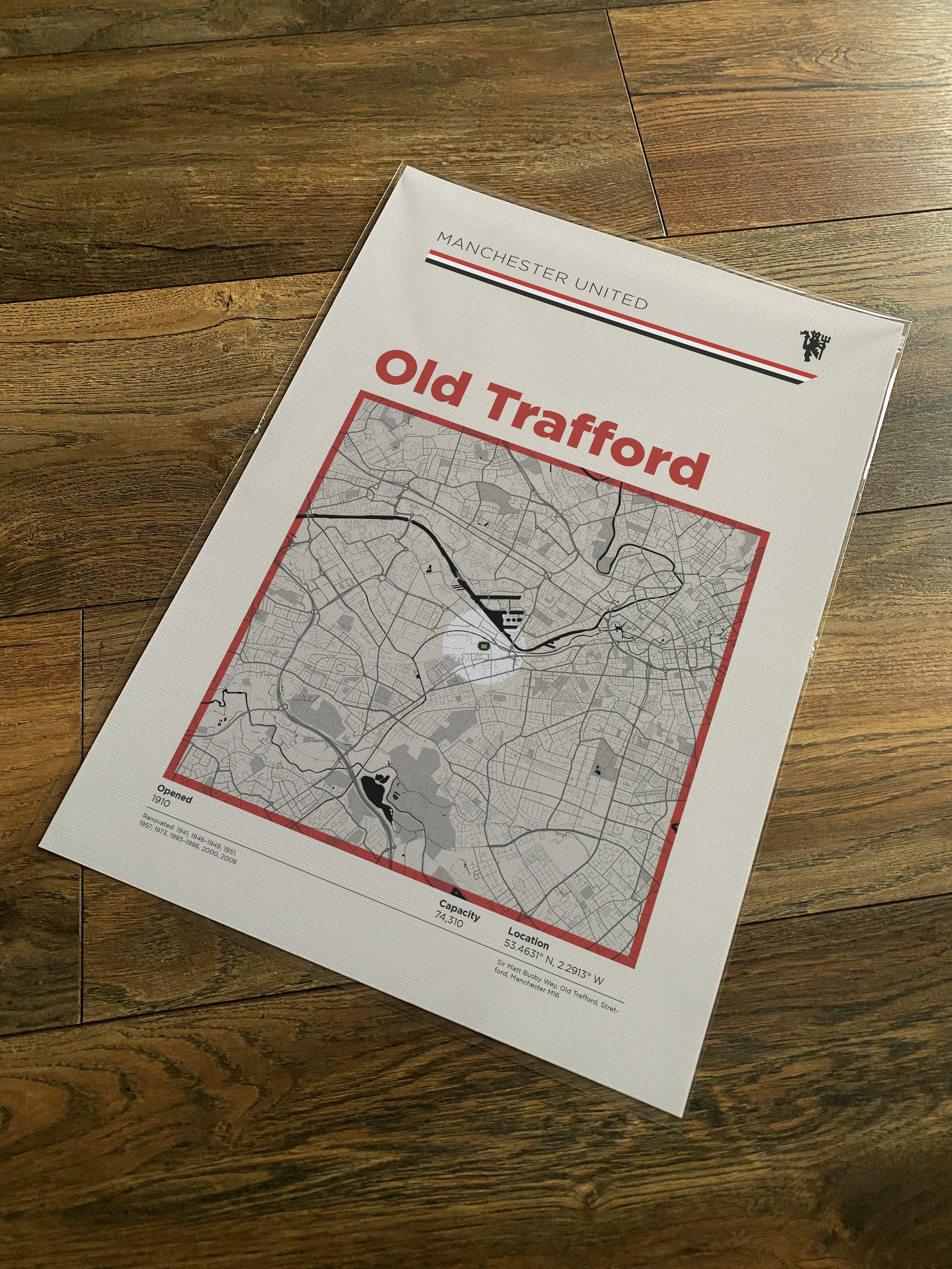 Old Trafford Postcode Old Trafford Stadium Map Print - Etsy UK