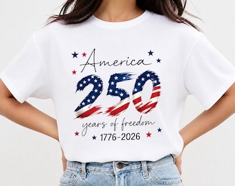 USA 250th Anniversary Flag Shirt, 100% Cotton Independence Day Tee