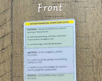 EPS/ Extrapyramidal Symptoms/  Mental Health Nursing Reference Card / Badge Card
