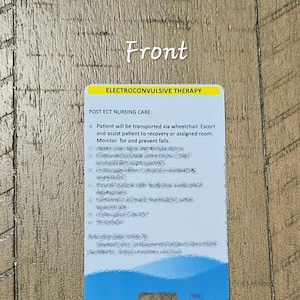 ECT/Terapia Eletroconvulsiva Pré e Pós Cuidados de Enfermagem/Cartão de Referência de Enfermagem de Saúde Mental/Cartão de Crachá