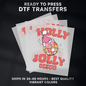 Weihnachtsstechpalme Jolly bereit zum Pressen DTF Transfer | Weihnachten DTF Transfer bereit zum Aufbügeln Shirt | Weihnachten DTF Druck | #292
