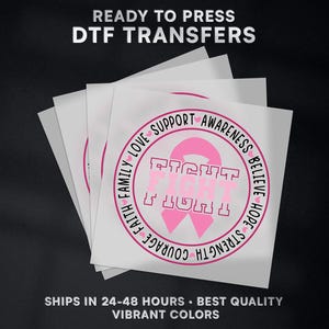 Breast Cancer Ready to Press DTF Transfer | Breast Cancer DTF Transfer Ready to Press on Shirt | Breast Cancer DTF Print | Iron on Transfer