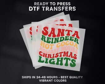 Santa Reindeer Hot Cocoa Christmas Ready to Press DTF Transfer | Christmas DTF Transfer Ready to Press on Shirt | Christmas DTF Print | #558