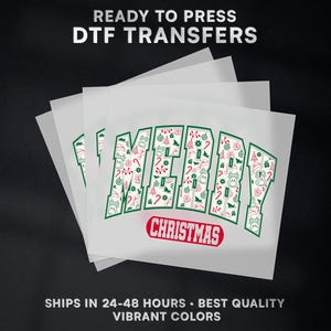 Merry Christmas Ready to Press DTF Transfer | Christmas DTF Transfer Ready to Press on Shirt | Christmas DTF Print | #564