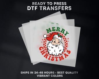 Retro Santa Merry Christmas Ready to Press DTF Transfer | Christmas DTF Transfer Ready to Press on Shirt | DTF Print | #521