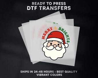 Santa Merry and Bright Christmas Ready to Press DTF Transfer | Christmas DTF Transfer Ready to Press on Shirt | Christmas DTF Print | #525