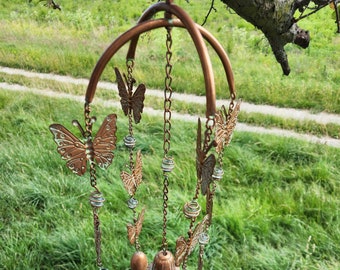 Handcrafted Brass Butterfly Kinetic metal wind chime, Mom's Garden Decor