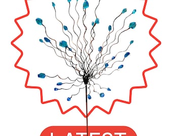 Whimsical Blue Bead Tree Yard stake – Metal Garden Art, Handmade Garden Decoration, Mother's day gift