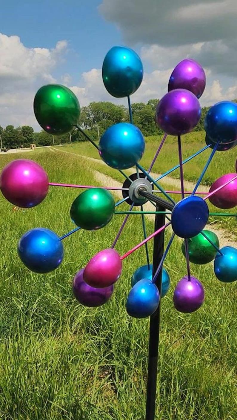 Spring Powered Spinner Kinetic Metal Wind Handmade Spinner, Outdoor Spring Garden Decor ...