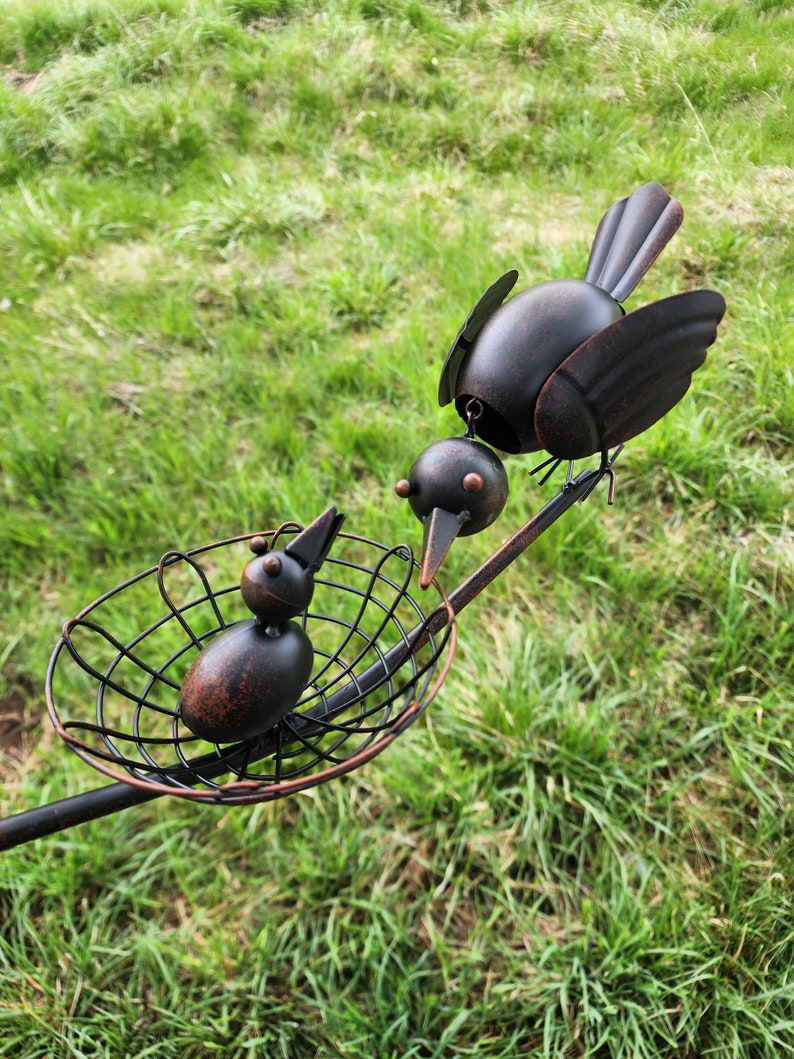 Metal Bird Balancer Rustic Outdoor Decor, Symbolic Gift Idea