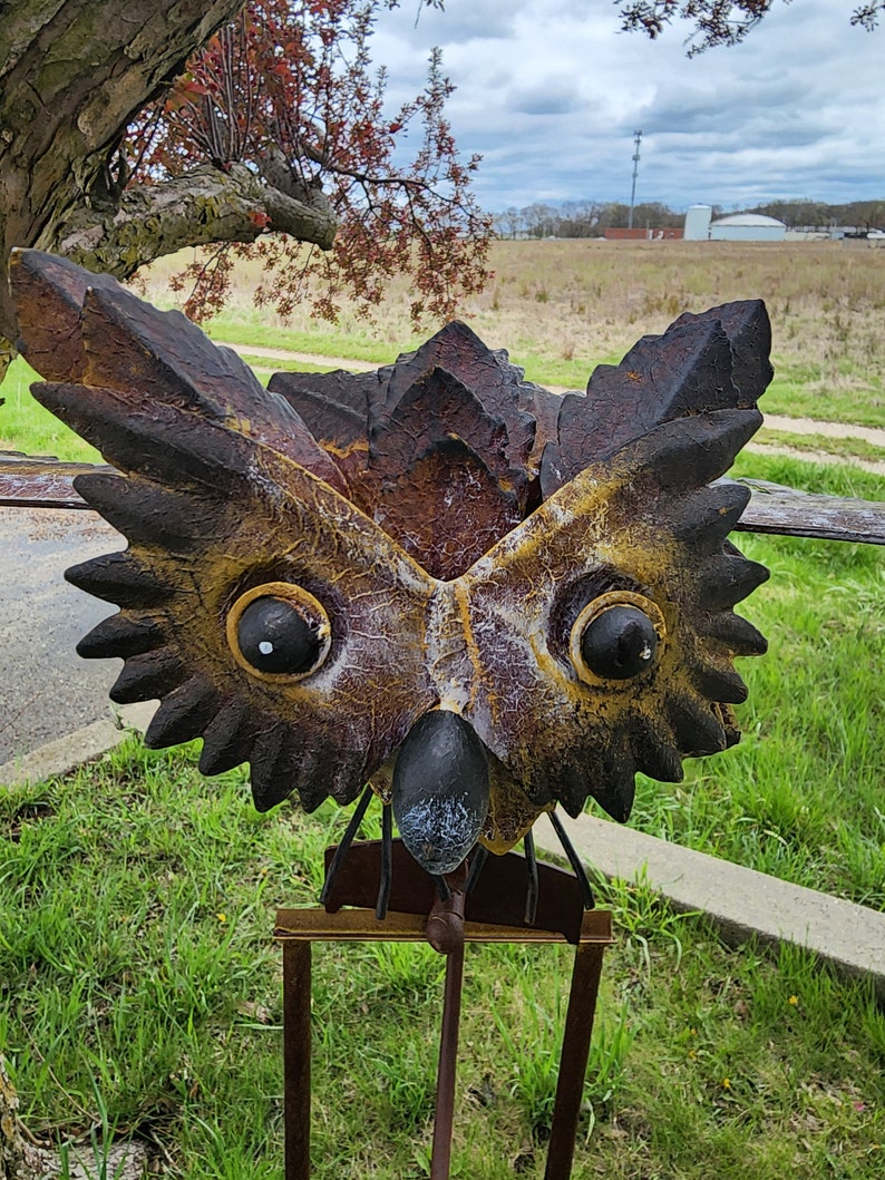 Garden Bird Balancerrustic Metal Owl Symbolic Gift Idea for