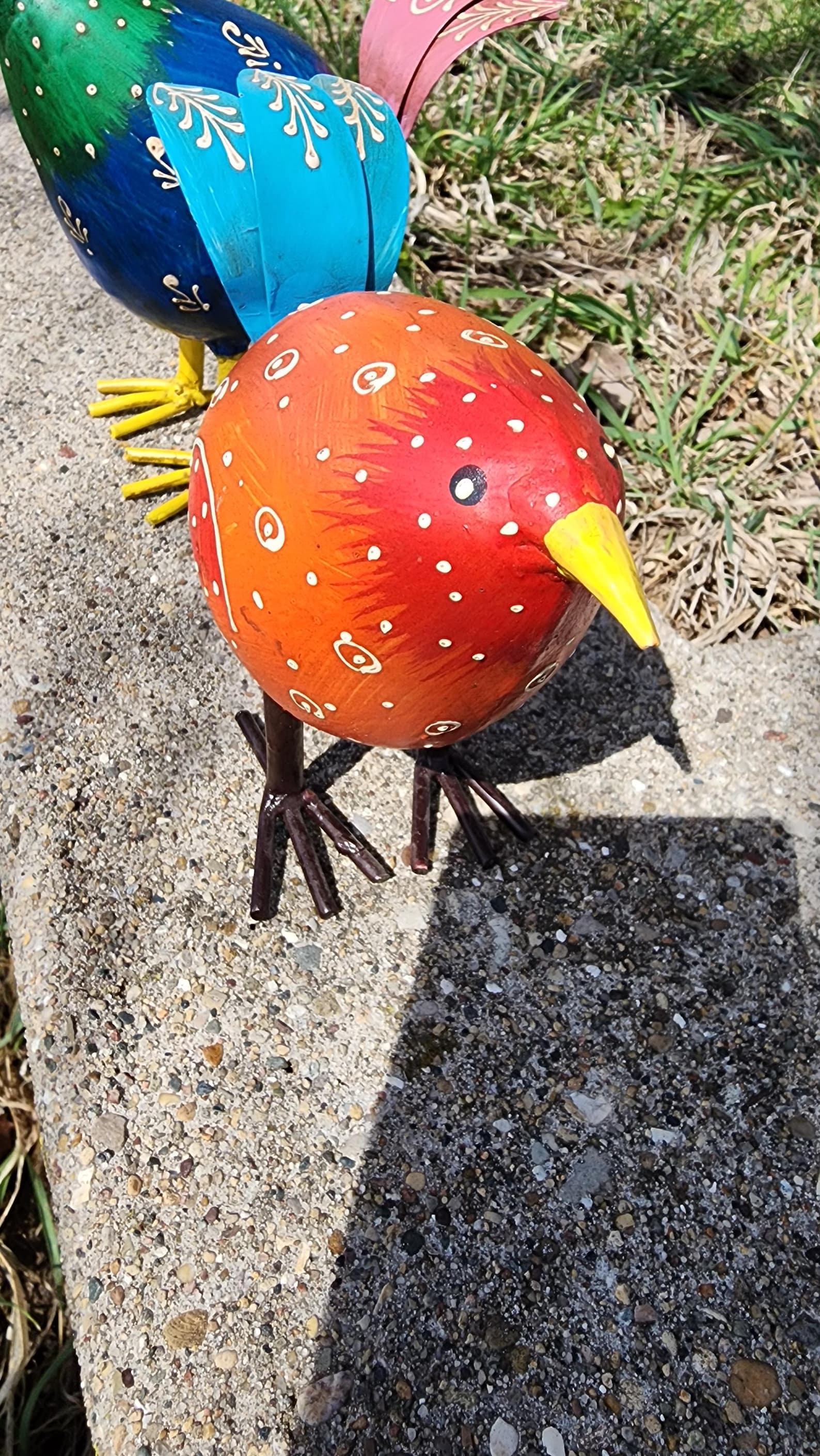 Whimsical Rustic Metal Birds, Handmade Colorful Garden Statues, Outdoor ...