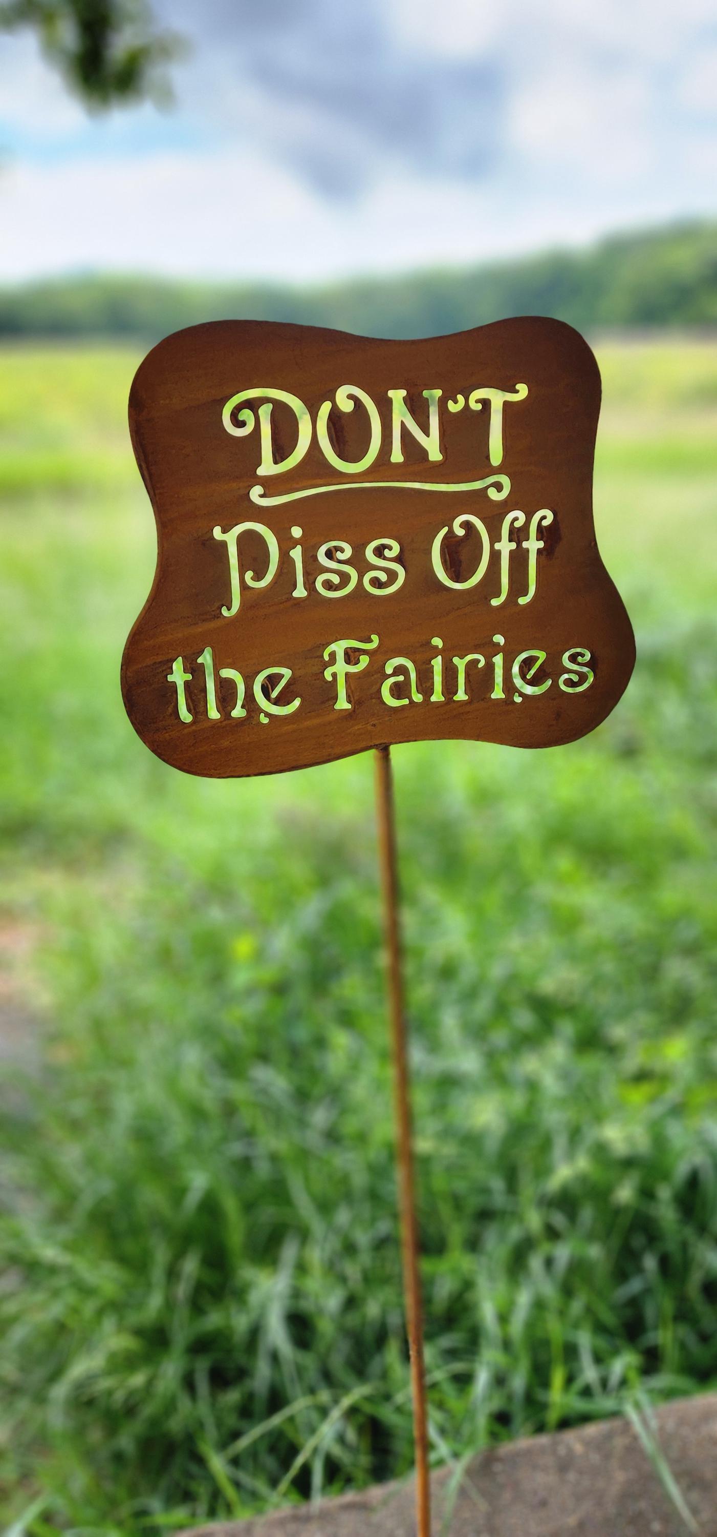 Rustic metal yard stake, Spring Garden decor, Fairy yard art, flower bed