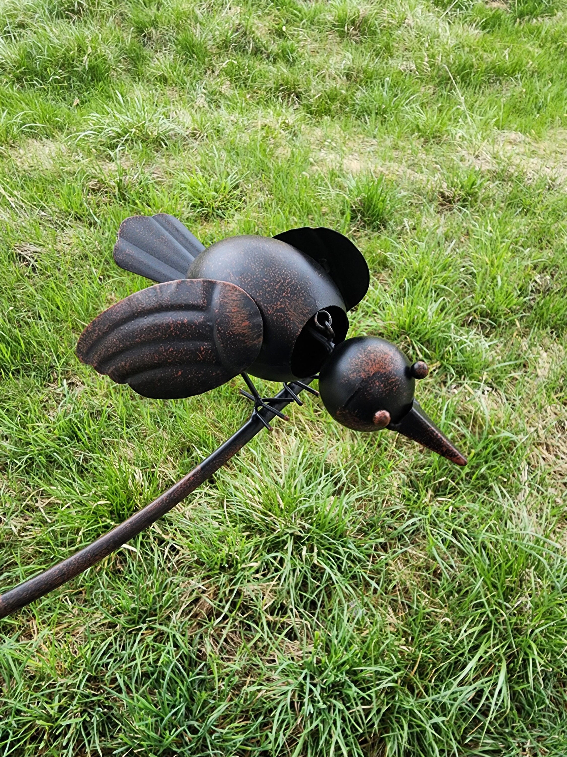 Metal Bird Balancer yard Stakerustic Outdoor Decor, Symbolic