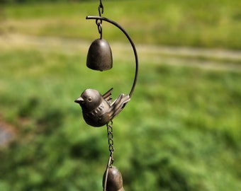 Rustic Metal Bird Rain Chain - whimsical Yard art | Garden Decor| Unique gift idea Patio