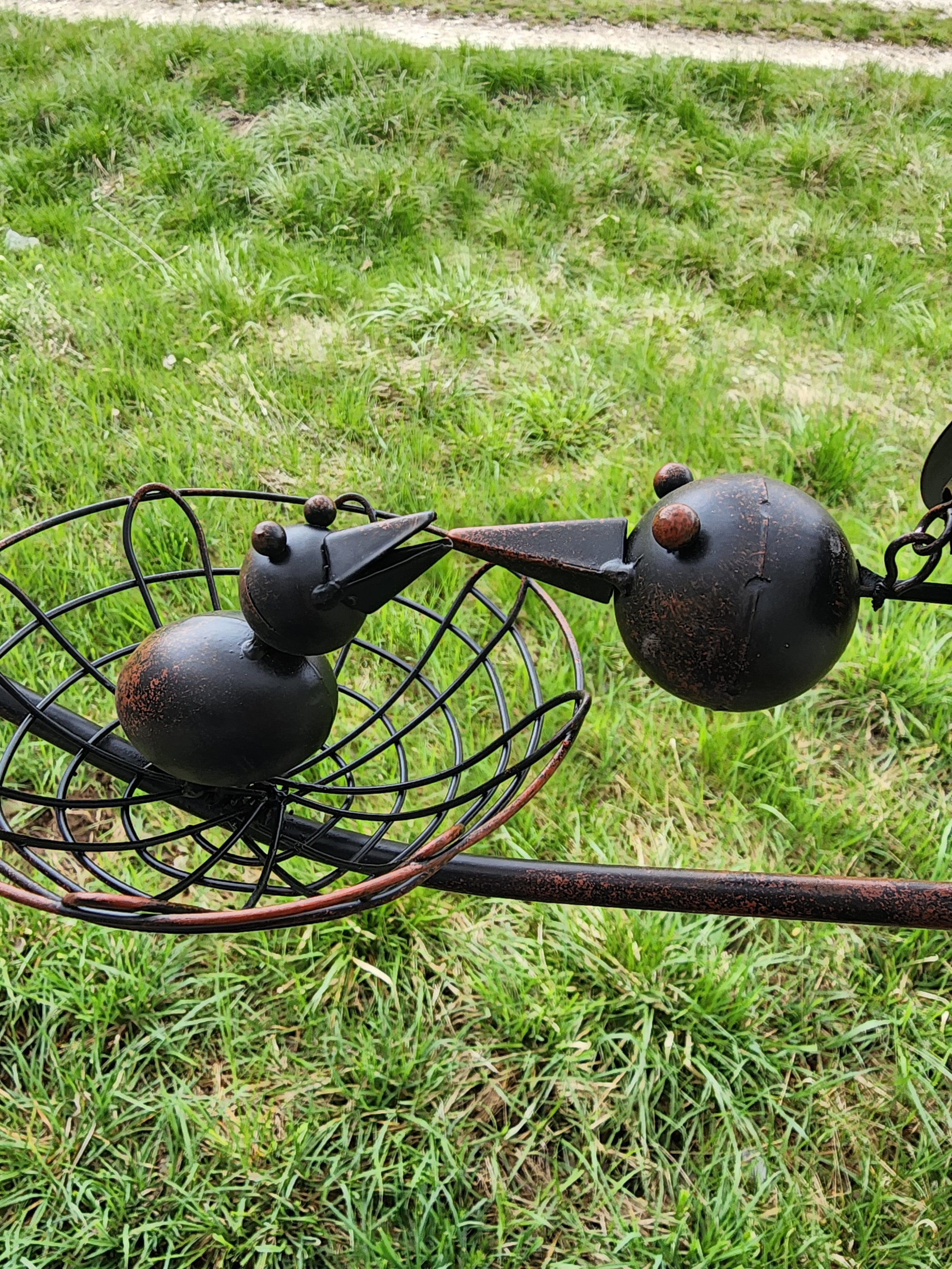 Metal Bird Balancer Rustic Outdoor Decor, Symbolic Gift Idea