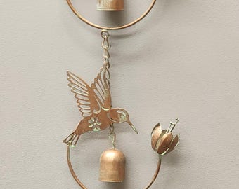 Rustic Metal Bird Rain Chain with Bells – Weatherproof Garden Decor, Handmade Outdoor Art, Patio & Gutter Accent