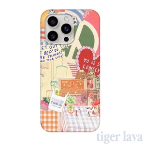 Cute Collage Phone Case, Trendy Scrapbook Phone Case, Aesthetic Tough Case, iPhone 11 12 13 14 15 Pro Max 8 Plus X, Samsung Galaxy S23 S22