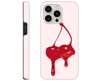 Cherries Phone Case, Trendy Pink Cherry Phone Case, iPhone 15 14 13 Mini 12 11 Pro Max 8 Plus X, Samsung Galaxy S23 S22 S20 Ultra Case