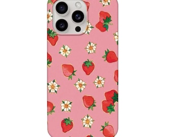 ストロベリーガールの携帯電話ケース、ピンクとトレンディな美しい携帯電話ケース、iPhone 15 14 13 12 11 Pro Max Plus、Samsung Galaxy S23 S22 S21 タフケース